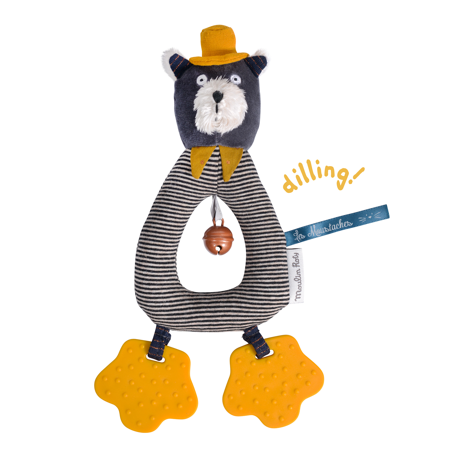 Moulin Roty Alphonse Grey Ring Rattle Les Moustaches