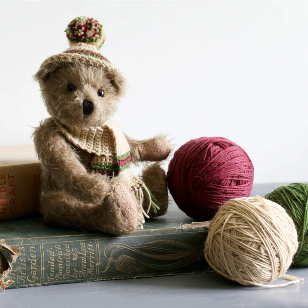 Canterbury Bears Gabriel Handmade Mohair Teddy Bear 24cm | Jointed Teddy with Crocheted Waistcoat