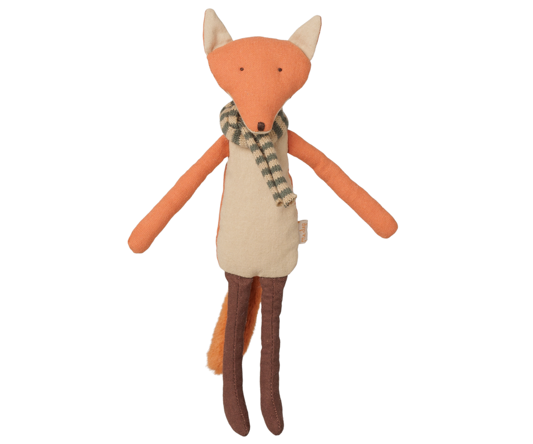 Maileg Fox Little Brother | 21cm Cotton Woodland Fox Soft Toy with Scarf 16-6907-00