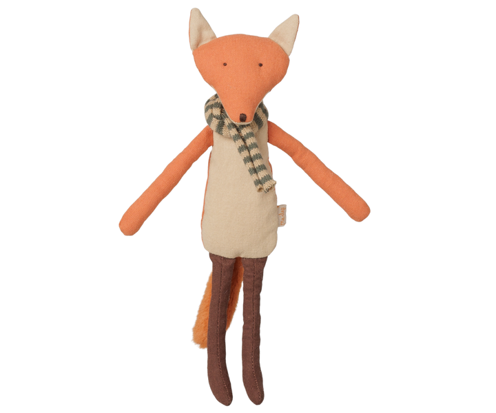 Maileg Fox Little Brother | 21cm Cotton Woodland Fox Soft Toy with Scarf 16-6907-00