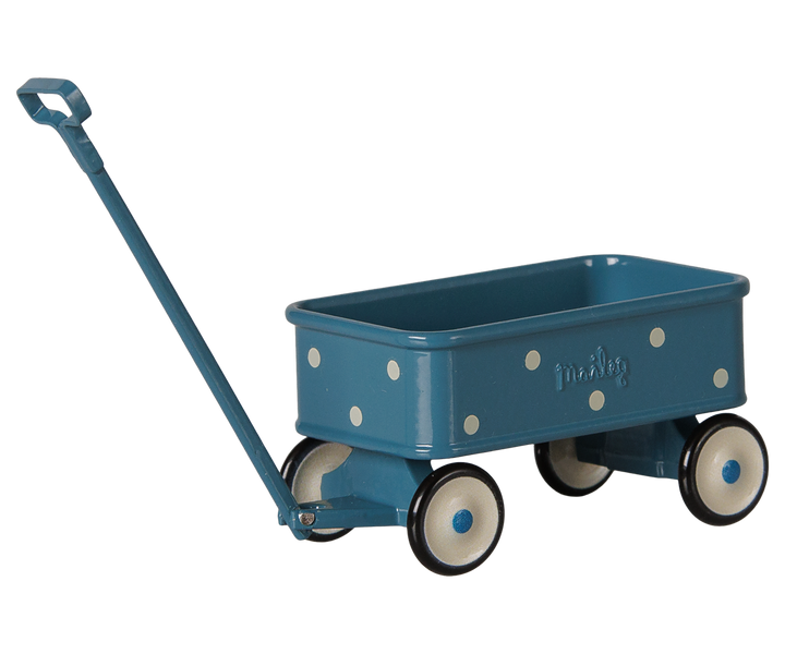 Maileg Mouse Wagon – Blue | Miniature Metal Wagon with Dots 11-6105-00