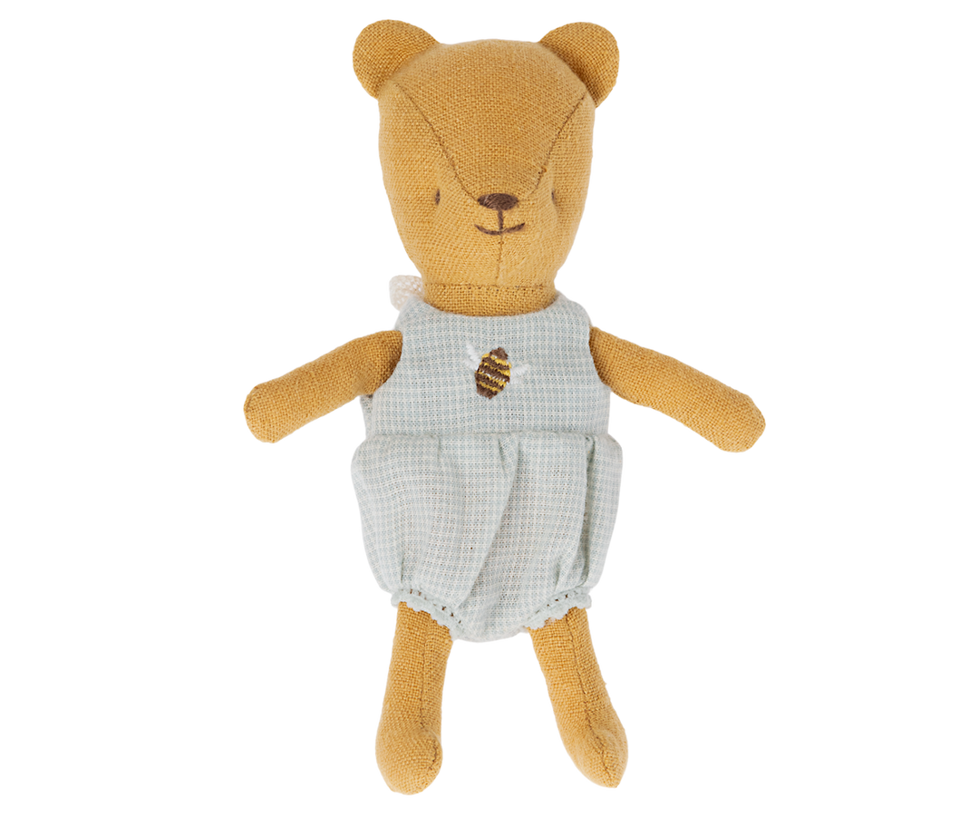 Maileg Teddy Baby | 12.5cm Linen Teddy Bear with Embroidered Suit