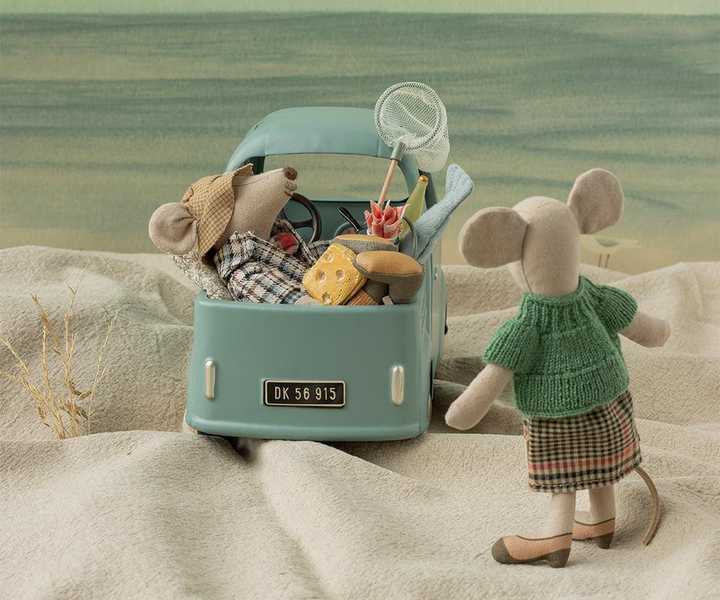 Maileg Grandma Mouse | 16cm Mouse with Green Knitted Blouse & Checked Skirt 17-6305-00