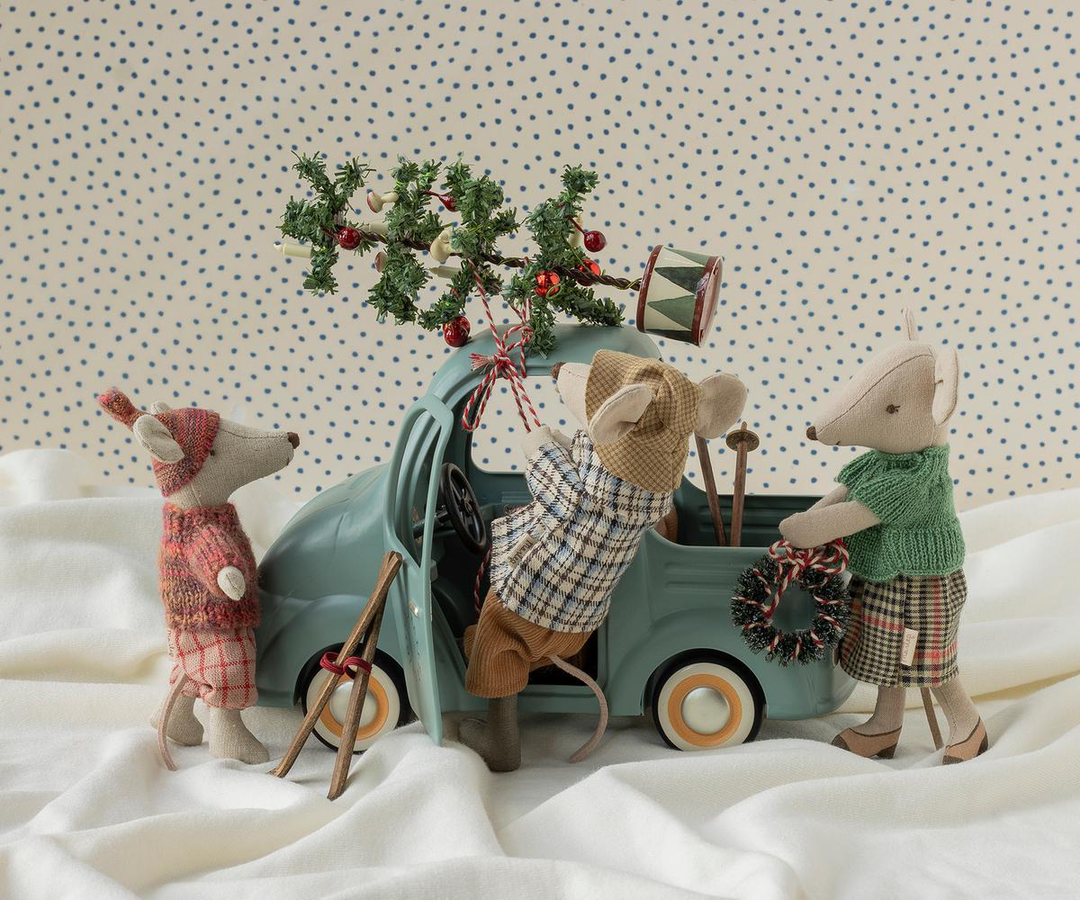 Maileg Grandma Mouse | 16cm Mouse with Green Knitted Blouse & Checked Skirt 17-6305-00