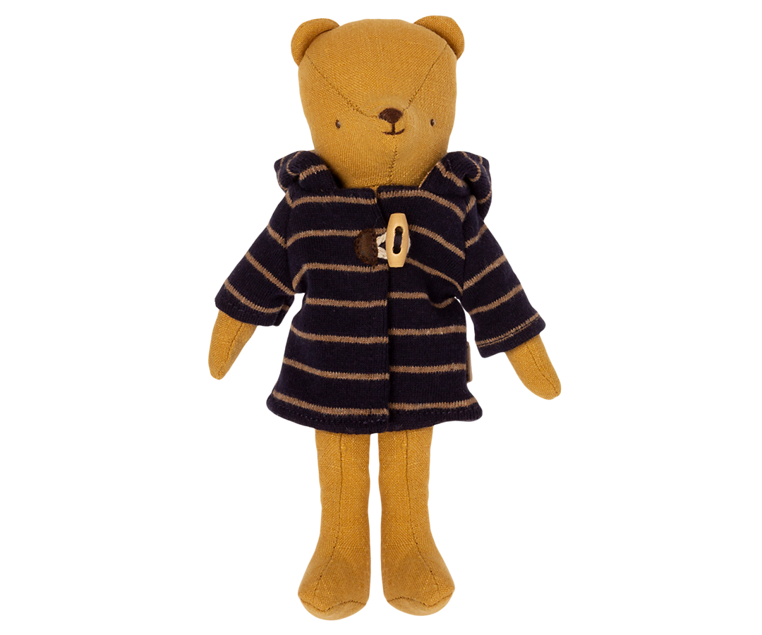 Maileg Teddy Junior Duffle Coat | Hooded Cotton Outfit for Teddy Junior