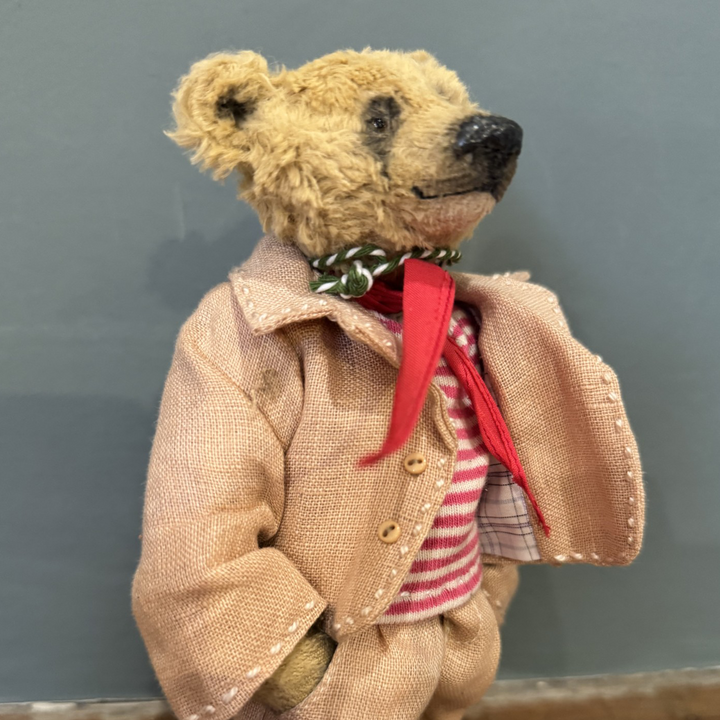 Out of The Woods Bears Andrew 7" – One of a Kind Handmade Artist Bear in Pale Pink Linen Suit