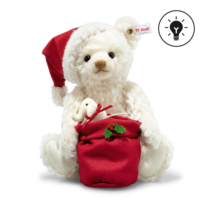 Steiff Santa Teddy Bear with Light – Limited Edition White Mohair Collectible