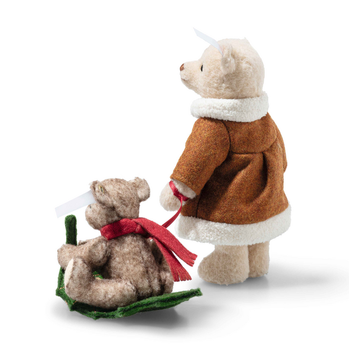 Steiff Mama Teddy Bear with Child on Holly Express – Limited Edition Christmas Collectible