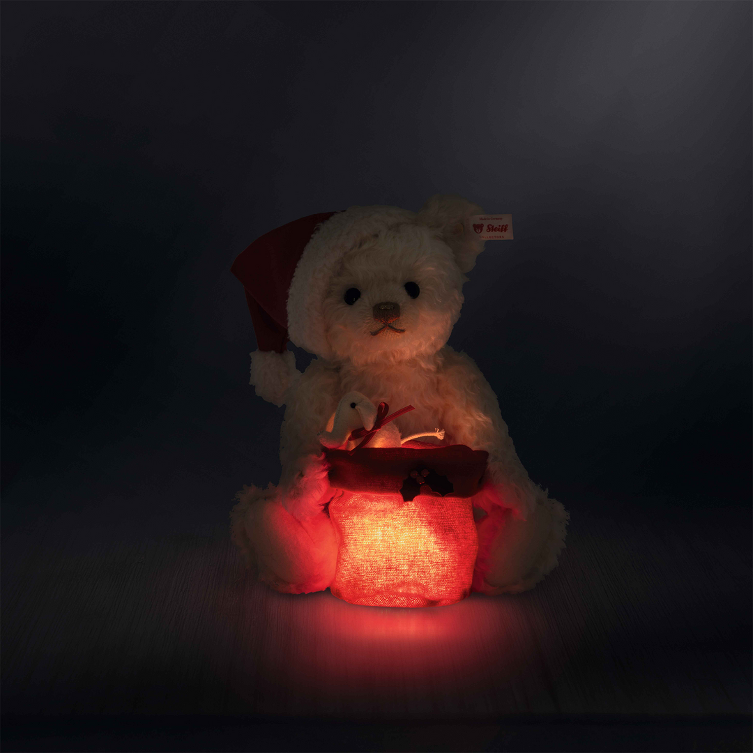 Steiff Santa Teddy Bear with Light – Limited Edition White Mohair Collectible