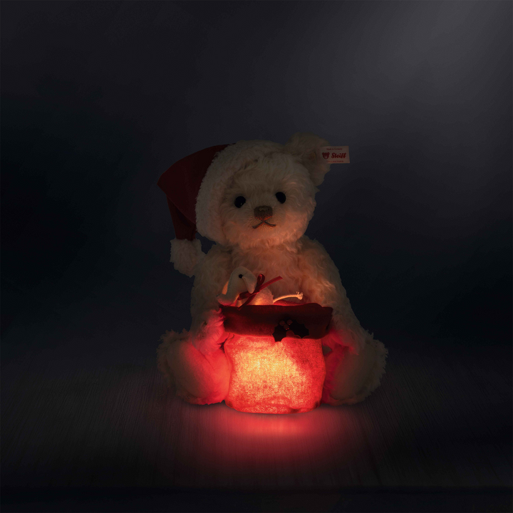 Steiff Santa Teddy Bear with Light – Limited Edition White Mohair Collectible