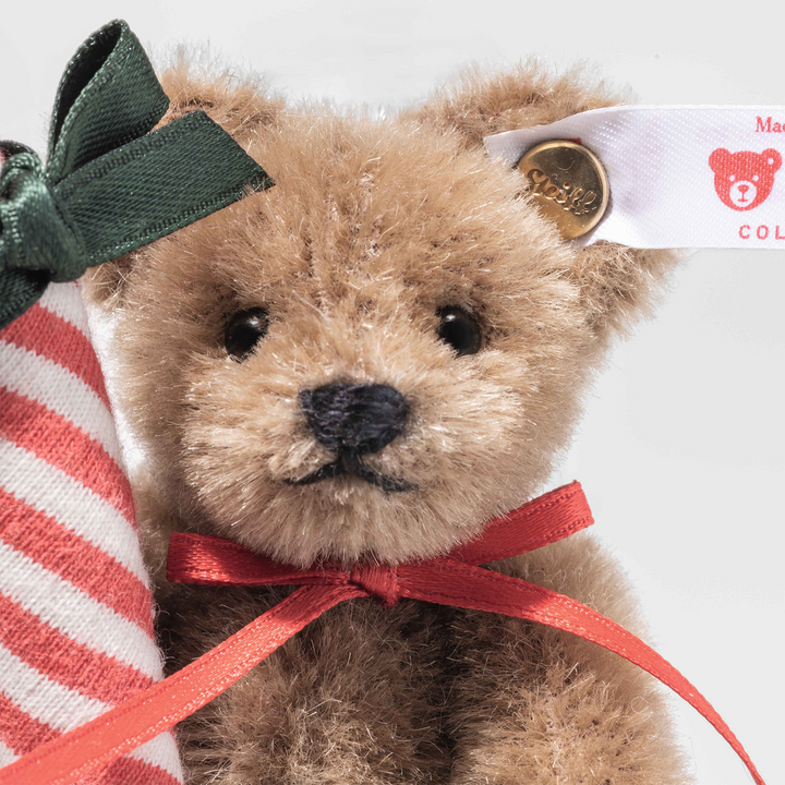 Steiff Teddy Bear with Candy Cane Ornament | 8cm Mohair Christmas Ornament 2026