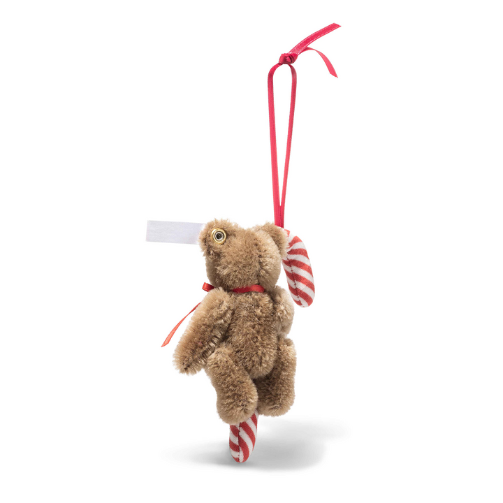 Steiff Teddy Bear with Candy Cane Ornament | 8cm Mohair Christmas Ornament 2026