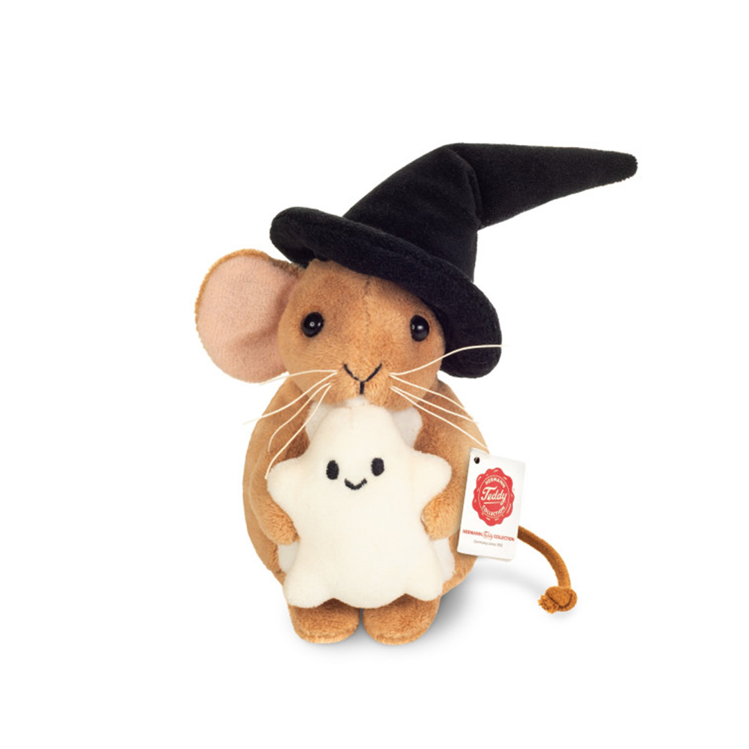 Teddy Hermann Halloween Mouse with Ghost | 11cm Halloween Soft Toy