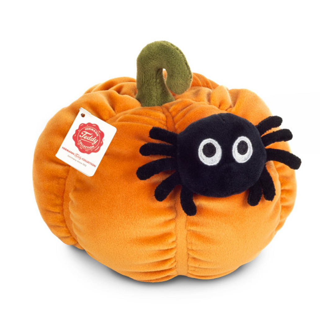 Teddy Hermann Pumpkin with Spider | 14cm Halloween Soft Toy