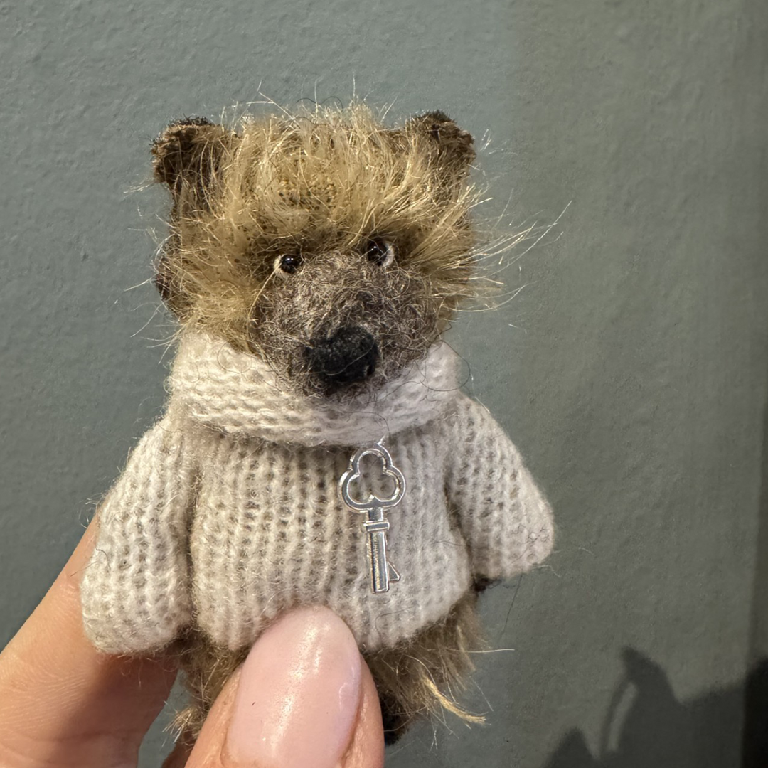 Teddy & Max Wilfred | Handmade Mohair Teddy Bear Brooch with Key Charm