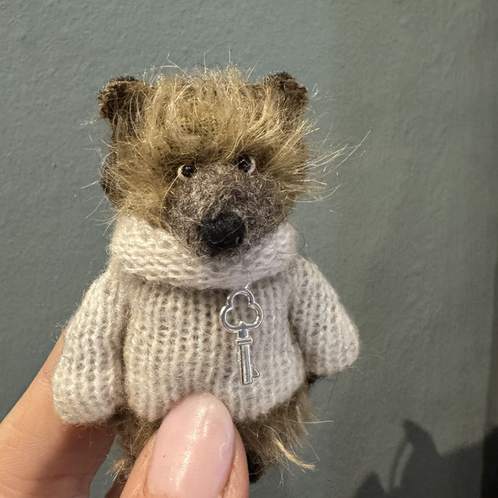 Teddy & Max Wilfred | Handmade Mohair Teddy Bear Brooch with Key Charm