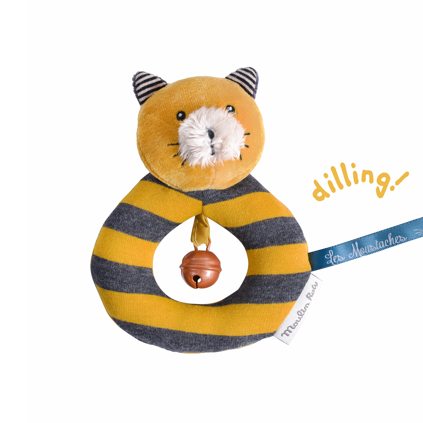 Perfect for small hands and sweet little ears, this adorable soft cat rattle is safe for chewing, grabbing, and shaking - with a soft bell.