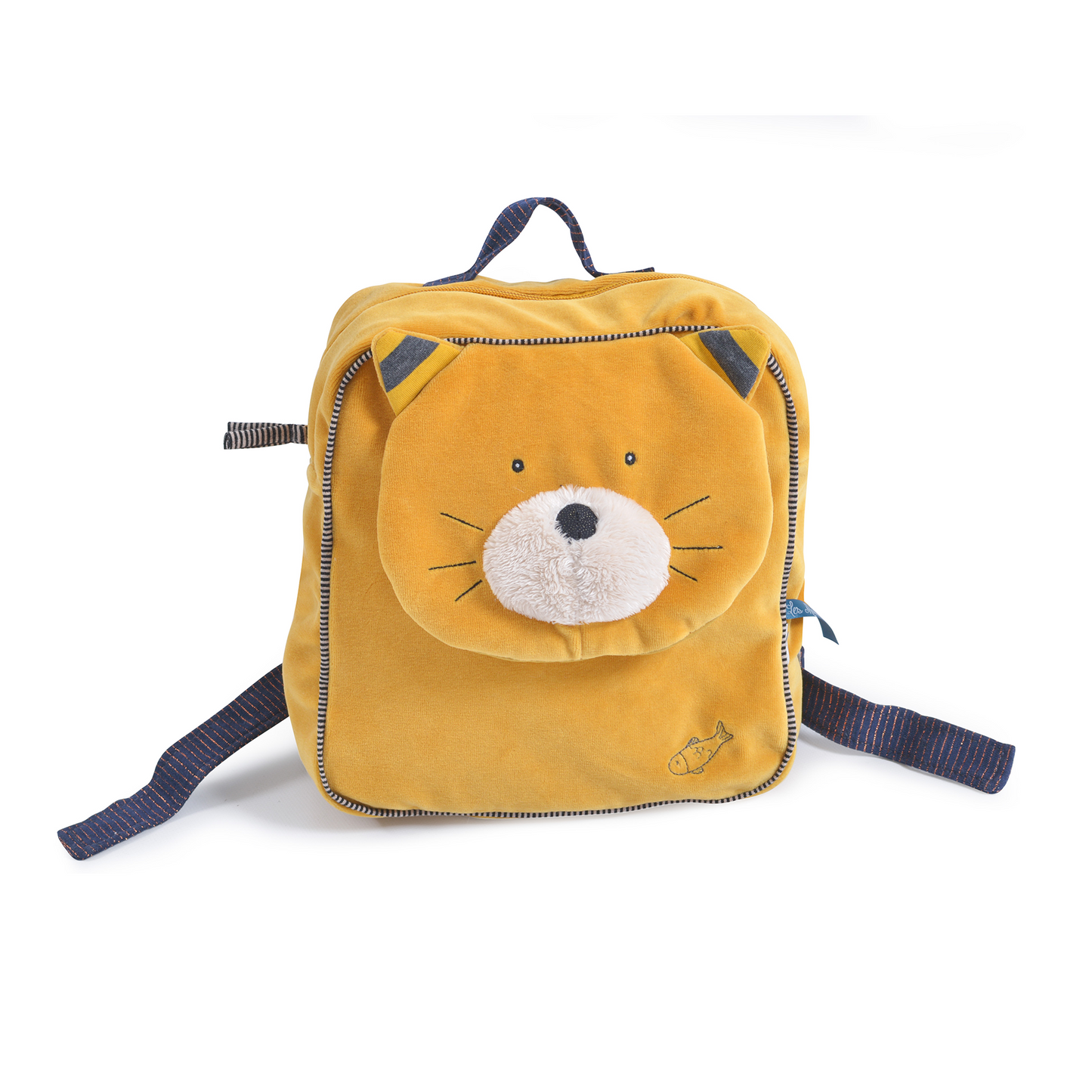 This cute mustard yellow cat backpack is perfect for transporting little things! The backpack has large glitter eyes, elasticated closure and flap, adjustable straps.