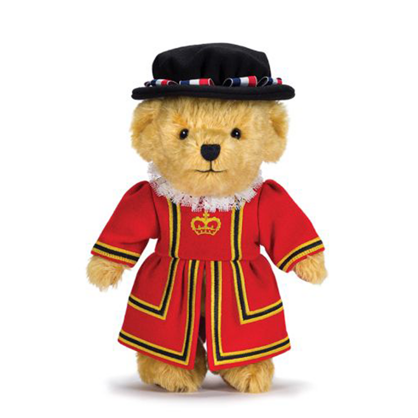 This iconic British character teddy bear is dressed in a beautifully made, authentic Beefeater outfit. Based on the state dress of a real Tower of London guard, complete with Tudor hat, the clothing is fully removable, allowing the bear to be enjoyed in all his finery or simply as a stunning classic Merrythought soft toy.