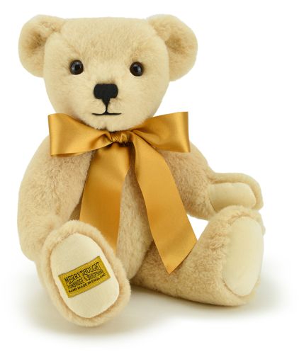 A classically designed teddy bear crafted from the finest pale gold alpaca, Stratford stands out as something rather special. Cream pure cotton velvet paws combine to give an overall softness that ensures this bear is impossible to put down, his colours beautifully enhanced by a striking copper-gold satin bow to finish.